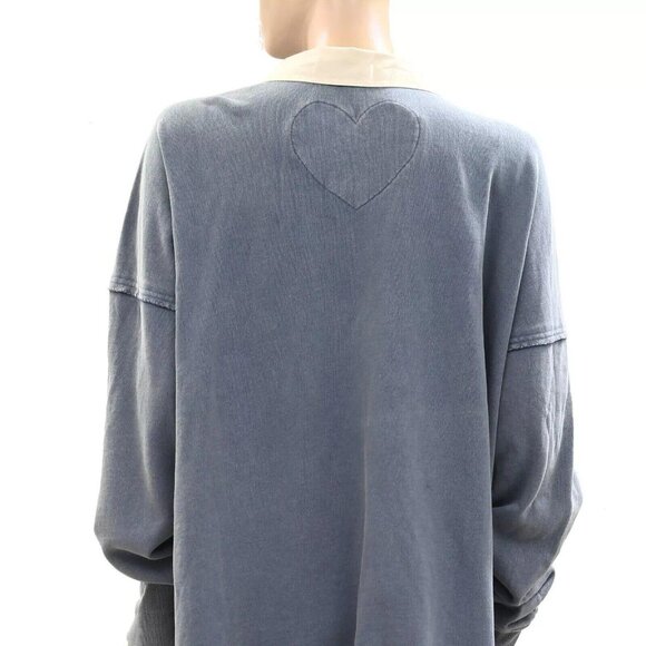 Free People Olivia Sweatshirt Top Collared Oversized Soft Cotton Solid S 274461 - Picture 8 of 9